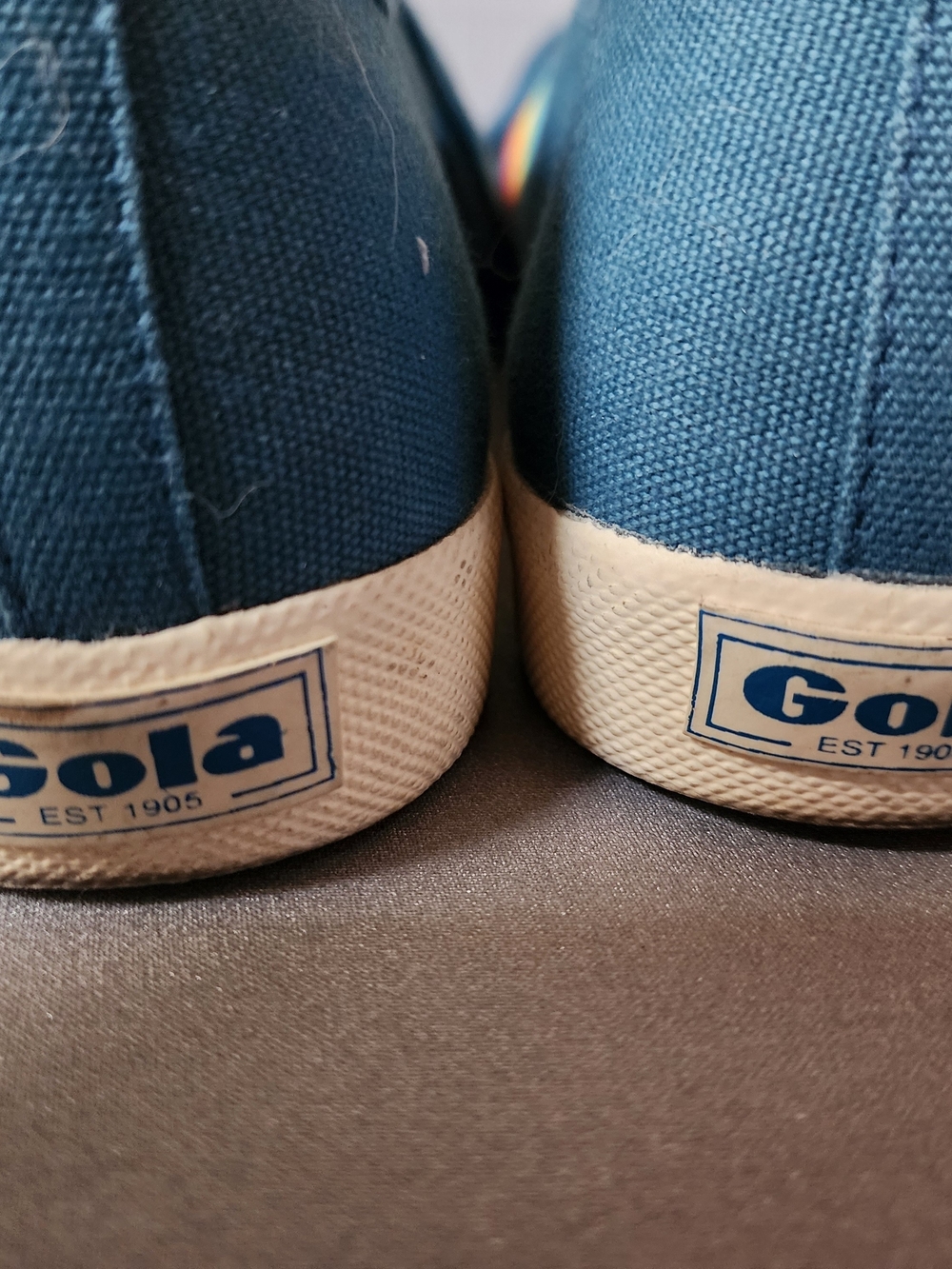 Gola Blue Canvas Sneakers with Rainbow Stripe - Picture 6 of 8